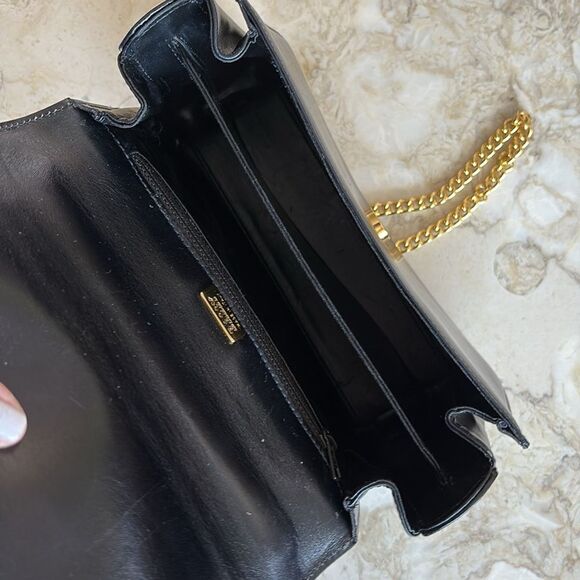 Bally Structured Leather Kelly Style Satchel Bag Detachable Metal Chain Strap - Picture 15 of 16